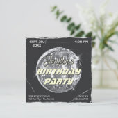 ブラックシルバーディスコパーティーボールグランジ誕生日 招待状 (スタンド正面)