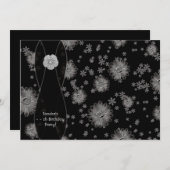 ブラックシルバーデイジー誕生日パーティーの招待状 招待状 (正面/裏面)