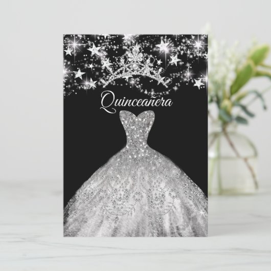 ブラックシルバードレススパークルティアラスターズキンセアニェラ 招待状 (スタンド正面)