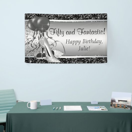 ブラックシルバーハイヒールシューバースデーパーティー 横断幕 (トレードショー)