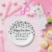 ブラックシルバーハッピーニューイヤー2023紙プレート ペーパープレート (パーティー)