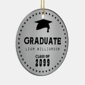 ブラックシルバーパーソナライズされた卒業男らし セラミックオーナメント (右)