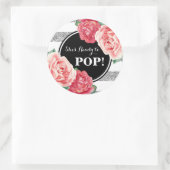 ブラックシルバーピンクフローラベイビーシャワー準備ポップ・アートの完了 ラウンドシール (バッグ)