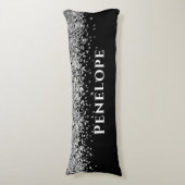 ブラックシルバーフェイクグリッターエステティック名前をカスタムする ボディピロー (正面縦)