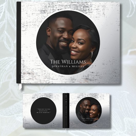 ブラックシルバーフォイルのゲストブック エレガントなゲストブック ゲストブック