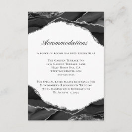 ブラックシルバーフォイルアゲートの結婚式の記念品 エンクロージャーカード