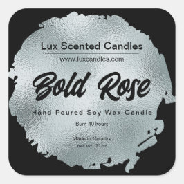 ブラックシルバーフォイルモダンラグジュアリーグラマラスろうそく スクエアシール