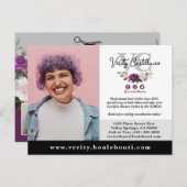 ブラックシルバーフローラサロンスタイリストフォトマーケティング ポストカード (正面/裏面)