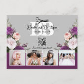 ブラックシルバーフローラサロンスタイリストフォトマーケティング ポストカード (裏面)