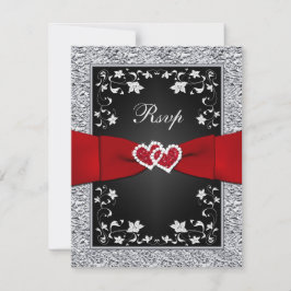 ブラックシルバーフローラルハーツ 偽の箔 RSVP