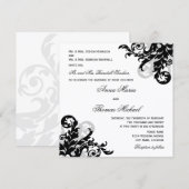 ブラックシルバーフローリッシュパーテ結婚ィブズ 招待状 (正面/裏面)