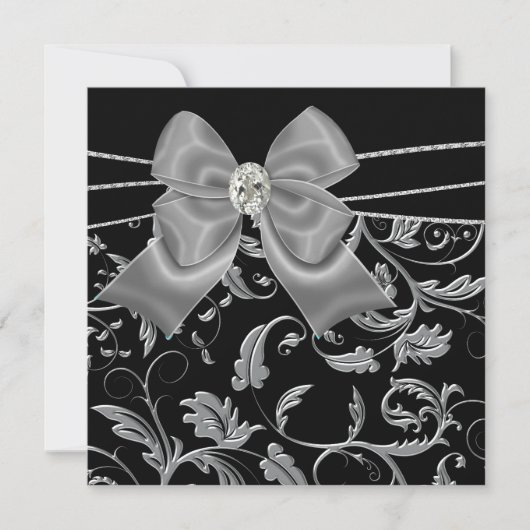 ブラックシルバーブラックすべての行事パーティの招待状 招待状 (正面)