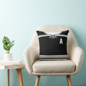 ブラックシルバーホッケージャージーの名前と番号テンプレート クッション (椅子)