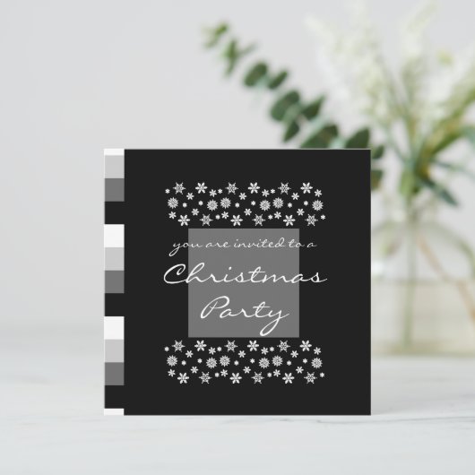 ブラックシルバーホワイトクリスマスパーティの招待状2 招待状 (スタンド正面)