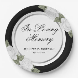 ブラックシルバーホワイトフローラ追悼式 ペーパープレート