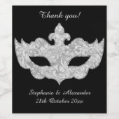 ブラックシルバーマスカレードのカスタマイズ可能 ワインラベル (シングルラベル)