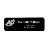 ブラックシルバーマスカレードパーティー差出人住所 ラベル (正面)