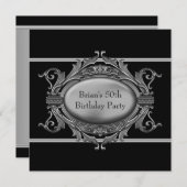 ブラックシルバーマンの50歳の誕生日パーティー 招待状 (正面/裏面)