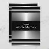 ブラックシルバーマン40th誕生日パーティー 招待状 (正面/裏面)