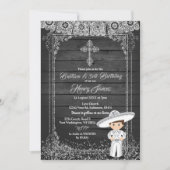 ブラックシルバーメキシカンチャロの洗礼＆3歳の誕生日 招待状 (正面)