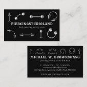 ブラックシルバーメタルジュエリーアーティスト体ピアシング 名刺 (正面/裏面)