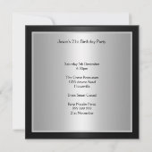 ブラックシルバーメンバースデーパーティパーソナライズされたー 招待状 (裏面)