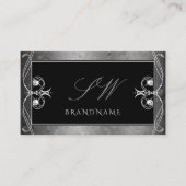 ブラックシルバーモザイク華美スパークルジュエリーイニシャル 名刺 (正面)