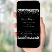 ブラックシルバーモダングリッター結婚ズ 招待状