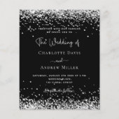 ブラックシルバーモダングリッターQR RSVPバジェット結婚ズ (正面)