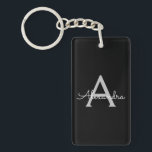 ブラックシルバーモダンスクリプトガーリーモノグラム名 キーホルダー<br><div class="desc">ブラックとシルバーのシンプルスクリプトモノグラム名キーチェーン。これは、最高の甘い16歳の誕生日、結婚ブライダルシャワー、記念日、赤ちゃんシャワーまたはバチェロレッテギフトを作る誰かがグラームの豪華さとシックなスタイルを愛する。</div>