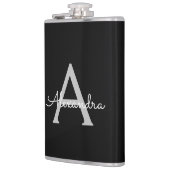 ブラックシルバーモダンスクリプトガーリーモノグラム名 フラスク (左)