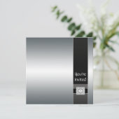 ブラックシルバーモダンパーティの招待状テンプレート 招待状 (スタンド正面)