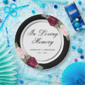 ブラックシルバーレッドピンクフローラメモリアル葬儀 ペーパープレート (パーティー)