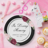 ブラックシルバーレッドピンクフローラメモリアル葬儀 ペーパープレート (パーティー)