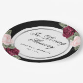 ブラックシルバーレッドピンクフローラメモリアル葬儀 ペーパープレート (アングル)