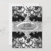 ブラックシルバーローズ＆ジュエル 25周年記念招待状 招待状 (正面)