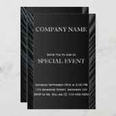 ブラックシルバー企業のビジネス招待状カード 招待状 (正面/裏面)