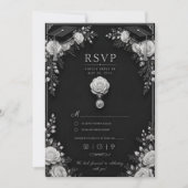 ブラックシルバー卒業カード2026 RSVP付き (正面)