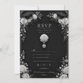 ブラックシルバー卒業カード2026 RSVP付き