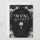 ブラックシルバー卒業カード2026 RSVP付き (裏面)