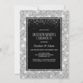 ブラックシルバー引っ越し祝いパーティーパーティー 招待状 (正面)