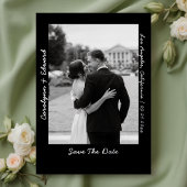 ブラックシルバー手書き結婚式の日付を保存 箔招待状