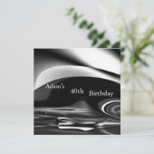 ブラックシルバー抽象芸術240歳の誕生日パーティーメンズ 招待状 (スタンド正面)