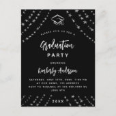ブラックシルバー星卒業パーティモダンー インビテーションポストカード (正面)