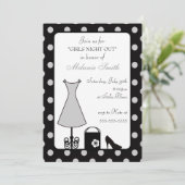 ブラックシルバー水玉模様ガールズナイトアウト 招待状 (スタンド正面)