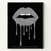 ブラックシルバー滴下グリッター唇メイクアップ ノートブック (裏面)