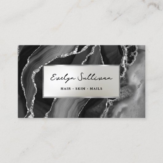 ブラックシルバー瑪瑙の名刺 名刺 (正面)