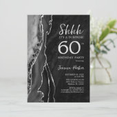 ブラックシルバー瑪瑙サプライズ60誕生日 招待状 (スタンド正面)