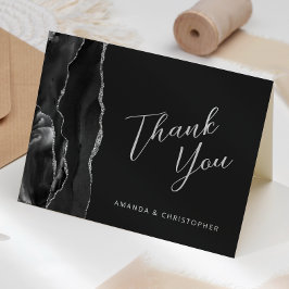 ブラックシルバー瑪瑙スクリプトダーク結婚の感謝 カード