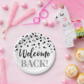 ブラックシルバー紙吹雪ウェルカムバック紙プレート ペーパープレート (パーティー)